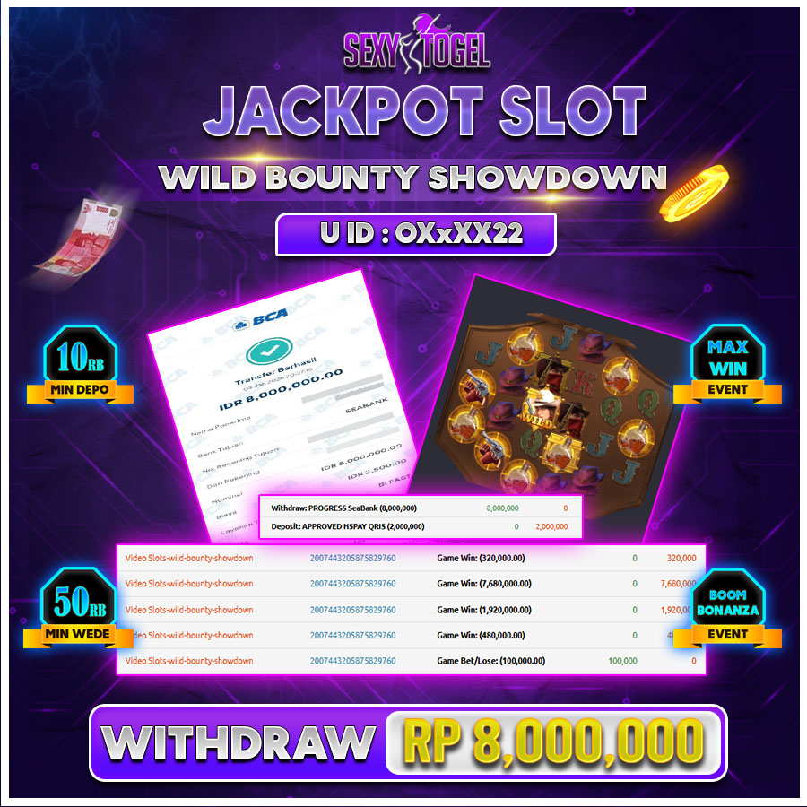 SEXYTOGEL JACKPORT SLOT WILD BOUNTY SHOWDOWN Rp.8.000.000.,-LUNAS
